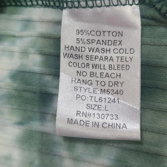 Umgee Tie Dye Duster Cardigan Women's Large Green Yellow Ribbed Slits Pockets - Picture 8 of 8